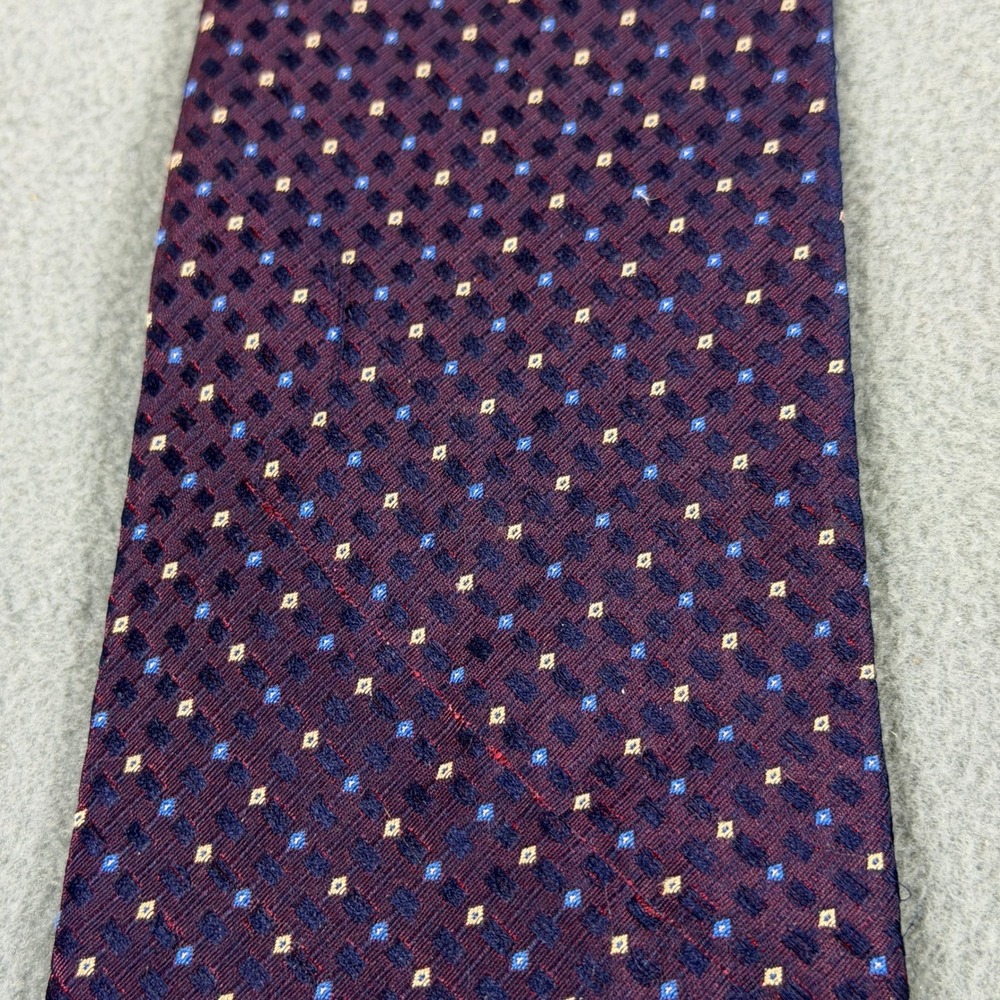 Perry Ellis‎ Portfolio Mens Burgundy Silk Geometric Micro Pattern Necktie USA